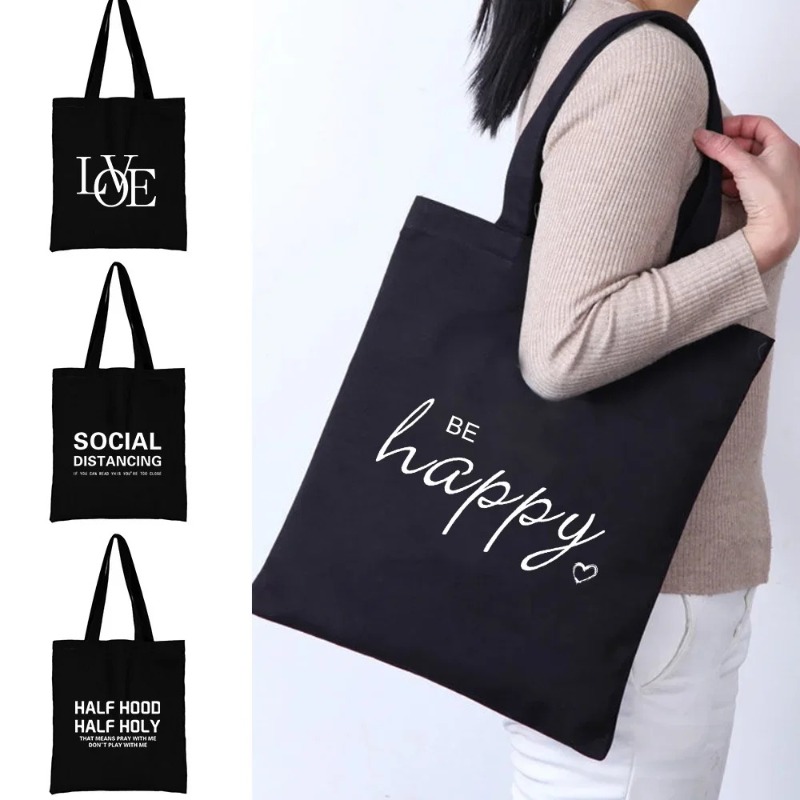 Women'S Tote Bags For Work - Kawaii Cartoon Orange Katze Print Schwarz
