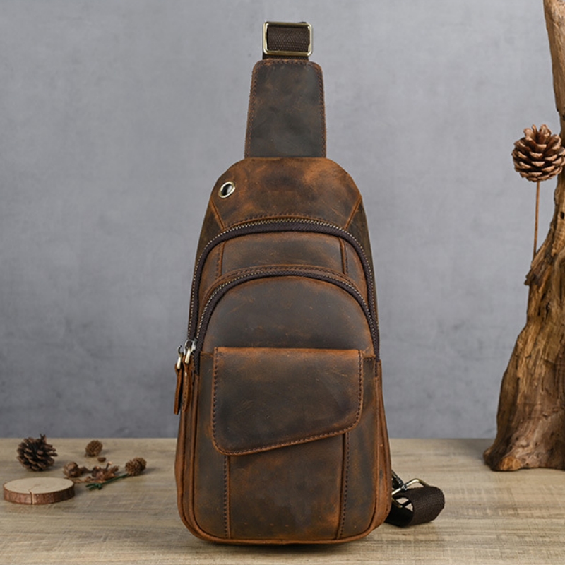 Saddle Bag Leather - Designer Luxus Multifunktions-Herren-Brusttasche Große Kapazität Outdoor