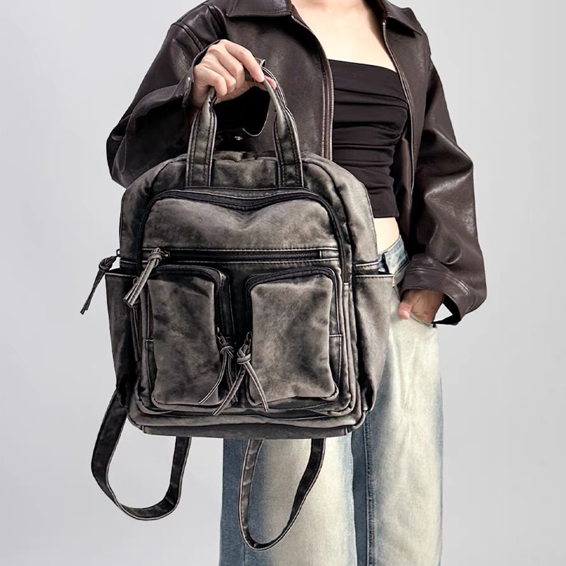 Women Bags In Trend - Luxuriöse, weiche, gewaschene Pu-Leder-Rucksäcke, trendige College-Taschen