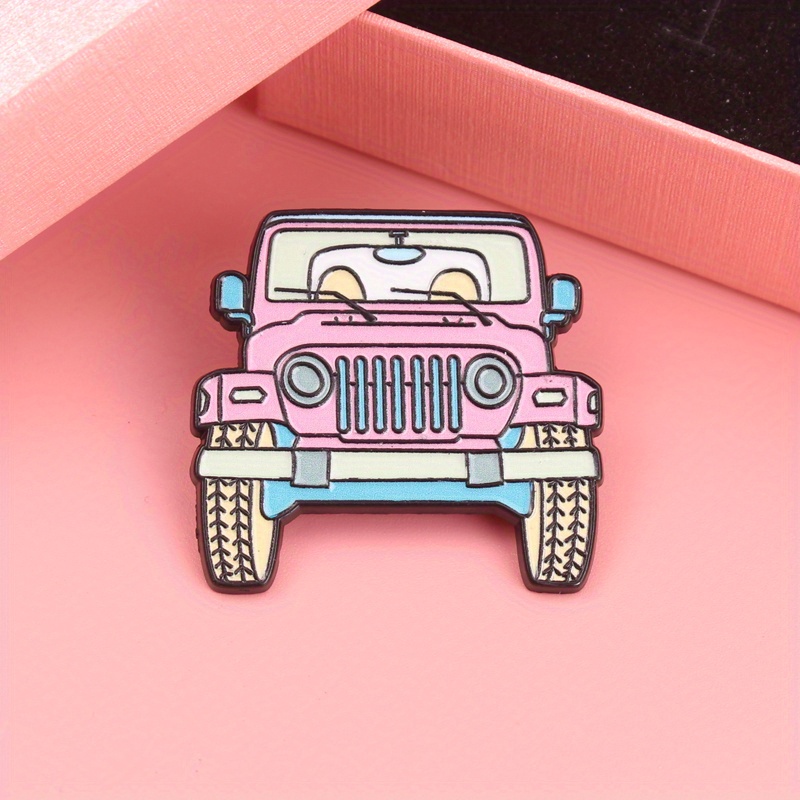 Women'S Jeep Bags - Entzückender rosa Jeep-Cartoon-Emaille-Anstecknadel – verspieltes Fahrzeug