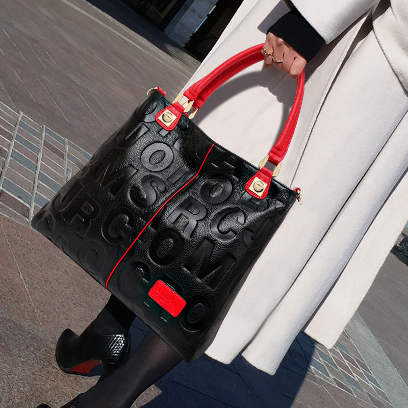 Women'S Tote Bags For Work - Echte Rindsleder-Tragetasche mit Prägung, Abnehmbarer Schulterriemen,