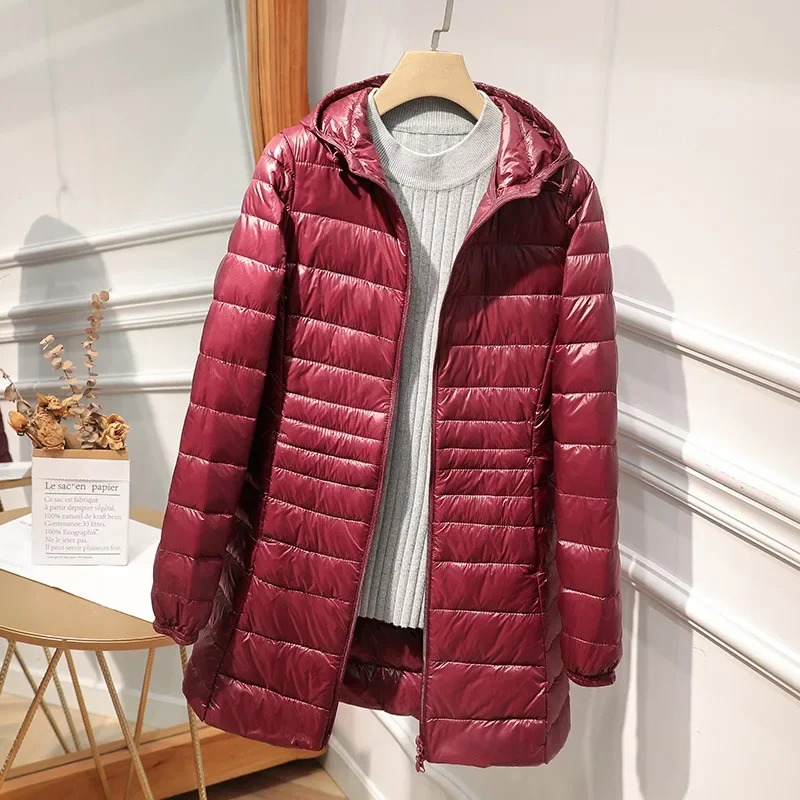 Women Bags Office - Lange Daunenjacke für Damen, leichter Daunenmantel,