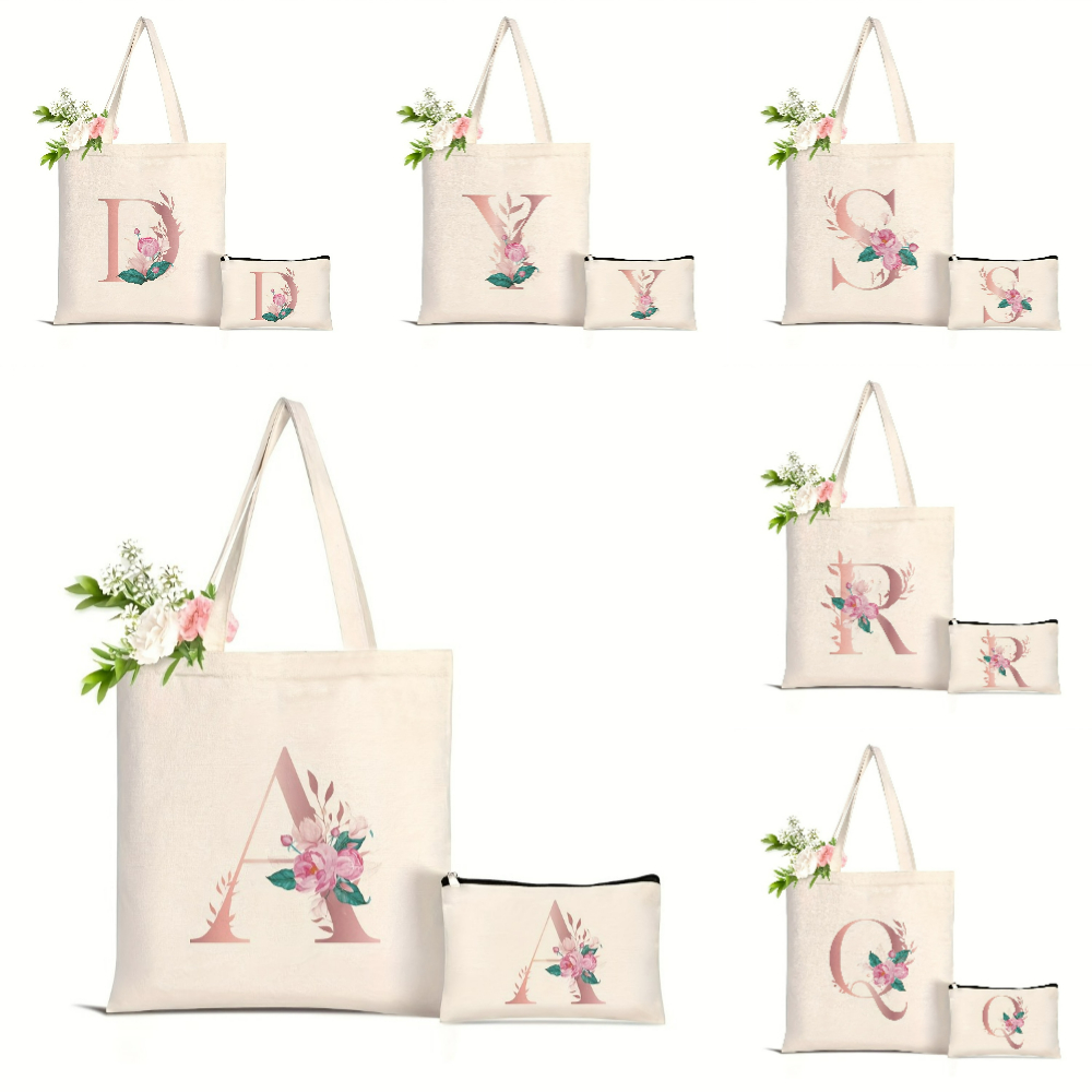 Women'S Yoga Bags - 1 Stück Blumenmuster Liebesbrief-Print Einkaufstasche Große
