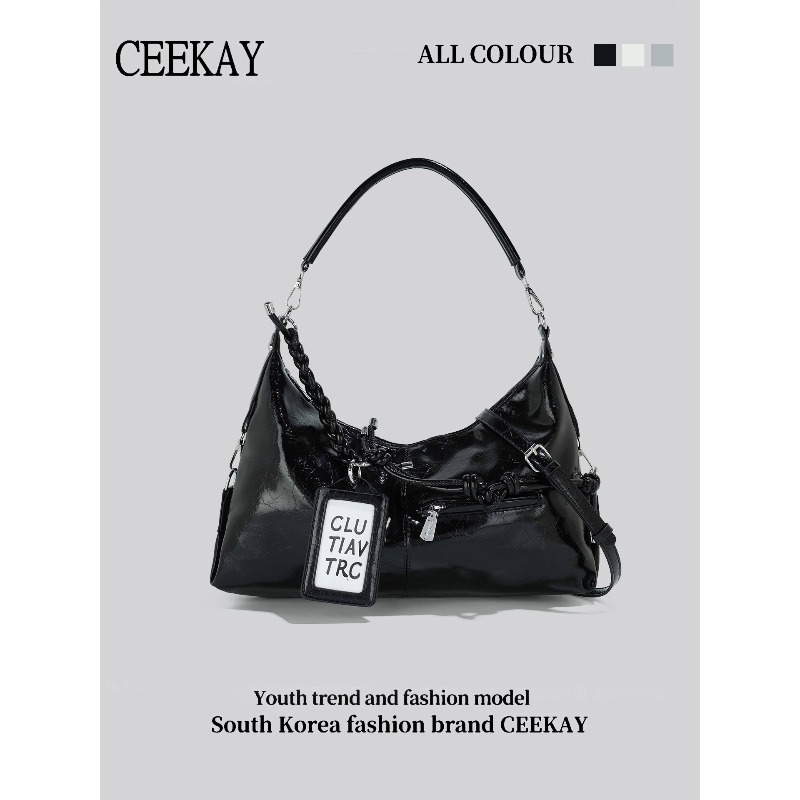 Women Bags 2026 Trends - 2026 CEEKAY Glänzende Leder-Hobo-Tasche im Y2K-Street-Style
