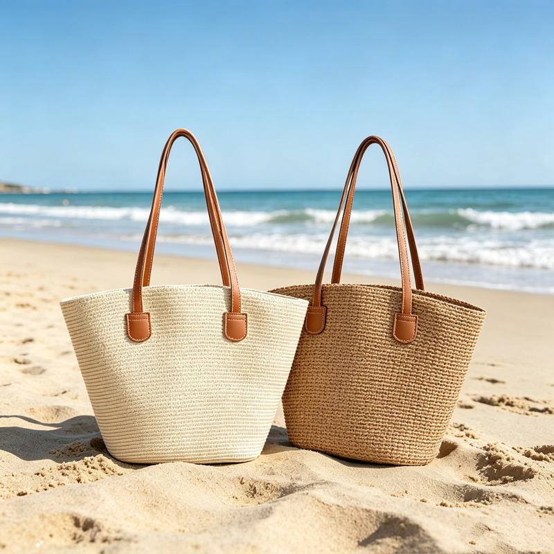 Women Bags Large - CLAREGQI Damen-Tragetasche aus Stroh in Uni-Farbe,