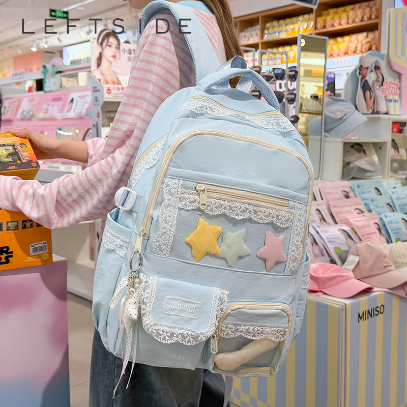 Women Bags In Trend - Damen-Rucksack mit Spitzenverzierung, niedlich, großes Fassungsvermögen,